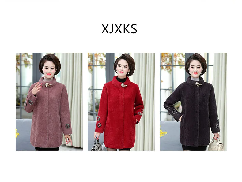 XJXKS женское длинное шерстяное пальто зима новое свободное плюс размер Высококачественная Светодиодная лампа направленного света Женское пальто