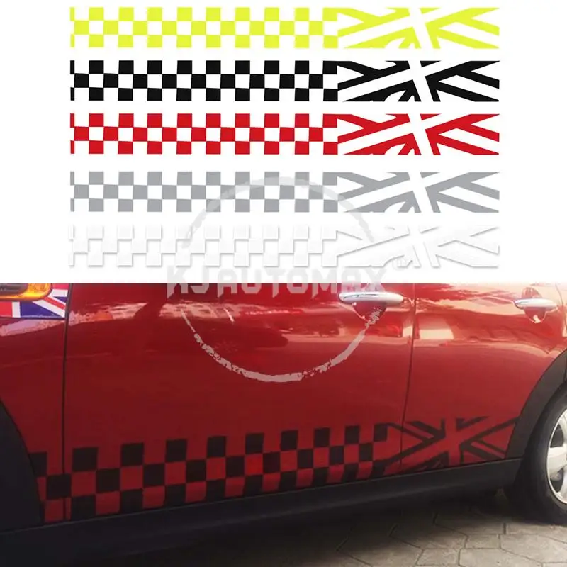KJAUTOMAX для Mini Cooper R55 R56 R53 R52 R50 F54 F55 F56 5 цветов наклейка Стикеры сторона гонки в полоску Красного черный, Белый Цвет Серебряный