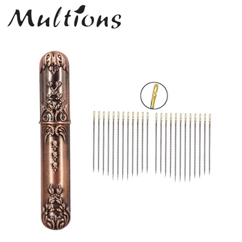 

24pcs Self Threading Needles Household Sewing Needle Hand Needles Stitching Pins & Vintage Needle Case DIY Sewing Tools