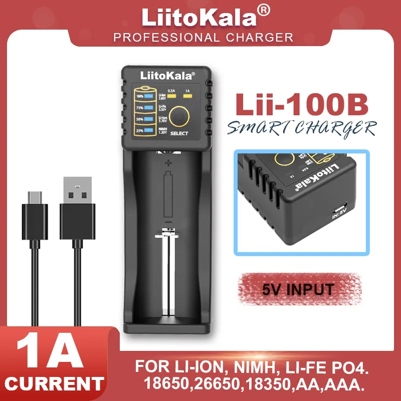 Liitokala Lii-402 Lii-100B 18650 1.2V 3.7V 3.2V 3.85V Aa/Aaa 26650 10440 25500 Caricabatteria Al Litio Per Sigaretta Elettronica