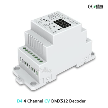 

D4(CV )/DL( 0-10V) 4CH DMX512 decode;Din rail mounted 4 Channel led Dimming Controller D4 RGB/RGBW Controller