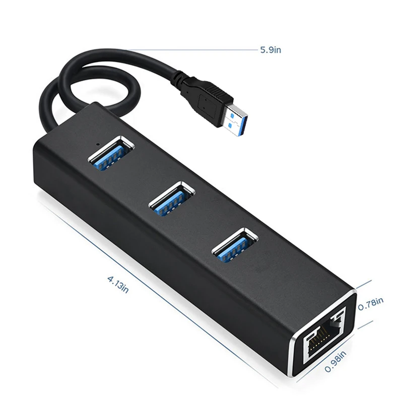 USB Ethernet адаптер 3 порта USB 3,0 концентратор USB к Rj45 Lan сетевая карта для Macbook pro Mac настольный компьютер+ Кабель зарядного устройства микро-usb