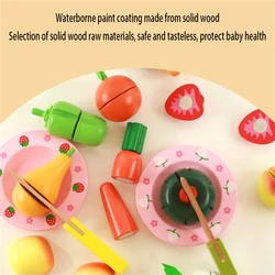 Couverts à fruits et légumes en bois, jouets de simulation, jeu de thé, activité éducative, coupe de fruits, cuisine, jouets inspirés pour bébé 