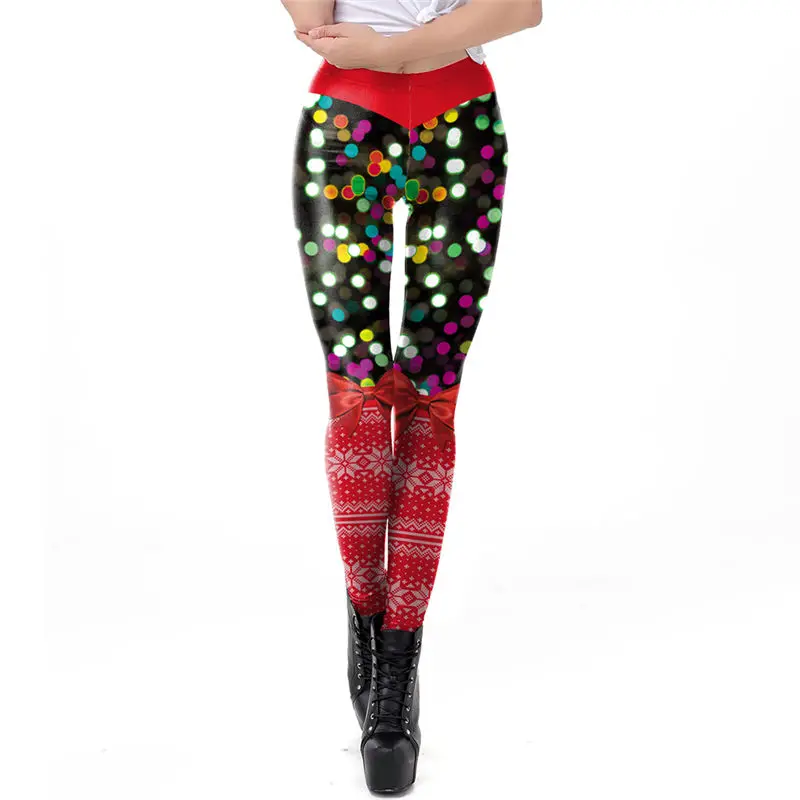 Горячая Распродажа рождественские женские Леггинсы 3D Леггинсы с цифровым принтом забавные эластичные рождественские обтягивающие леггинсы - Цвет: YHSDK013