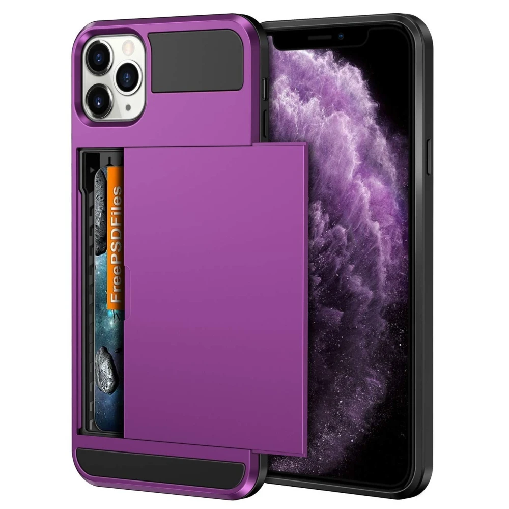 Case for iPhone 11 Pro Max XS MAX XR X Cover Armor Wallet Card Slot Sliding Hidden Pocket For 8 7 6 6s Plus SE 2020 | Мобильные