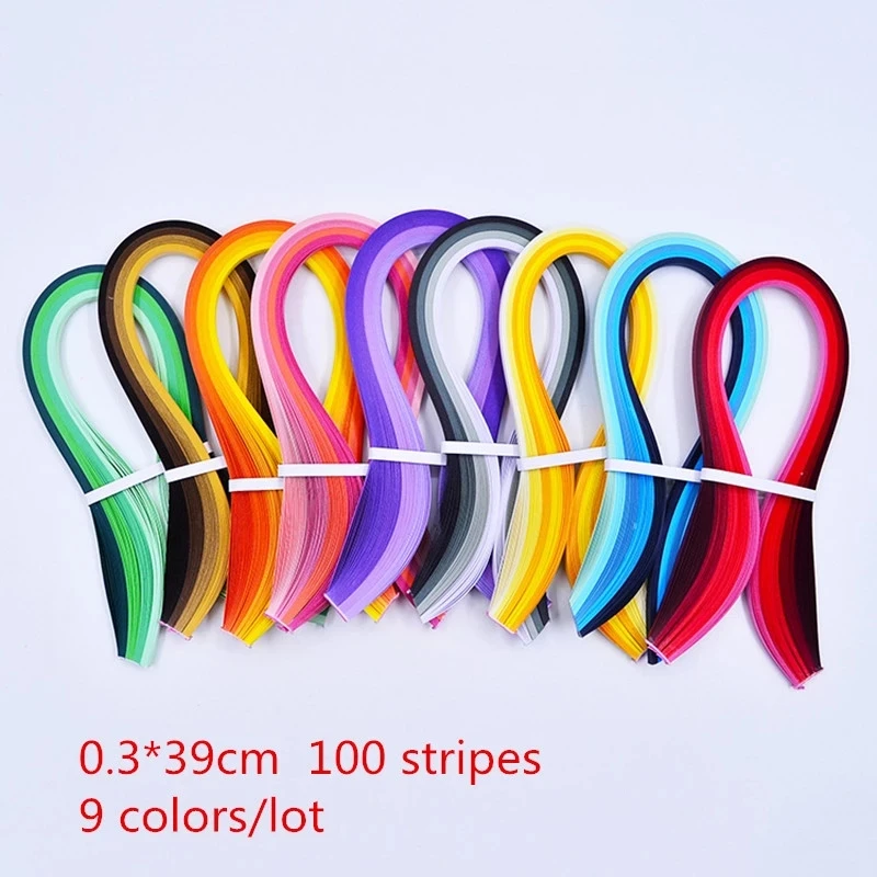900 Stripe Quilling Paper set Mixed Color DIY Decoration Gift Gradient Color Craft Paper 3/5mm Width Origami 100 St - Image 2