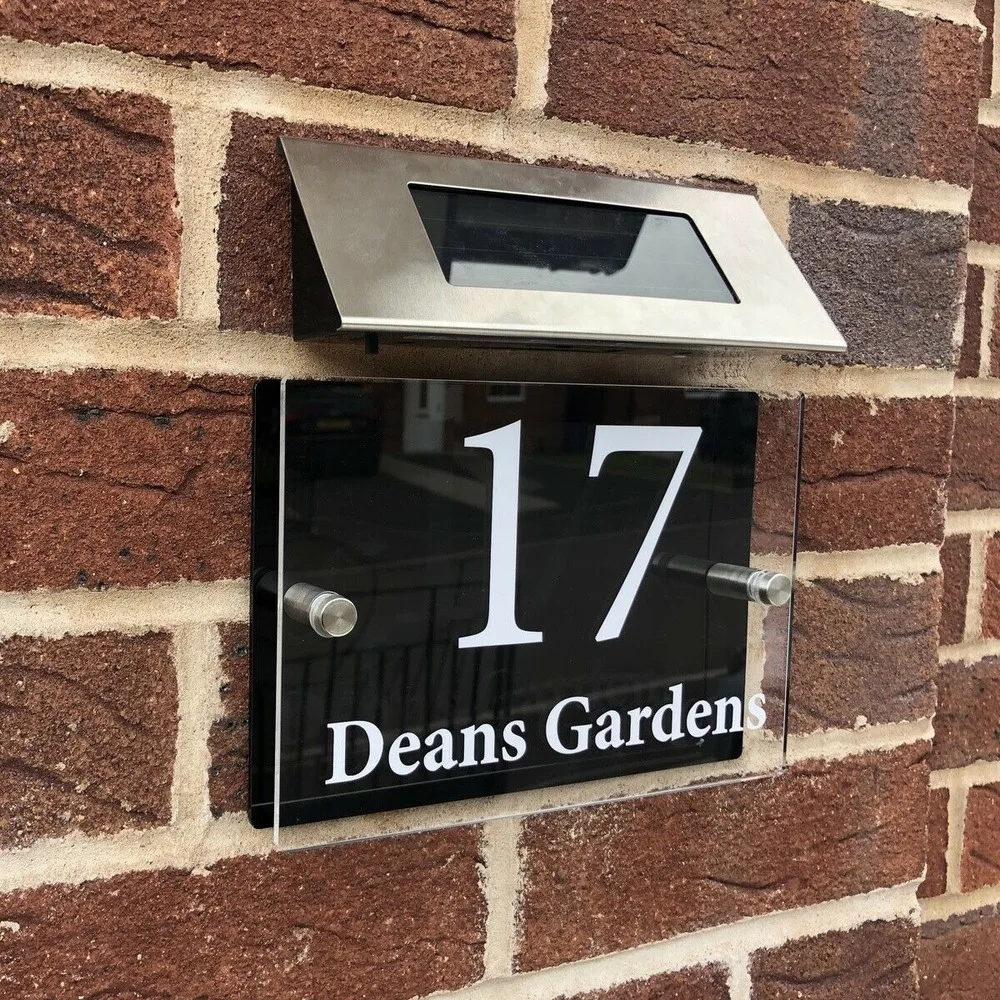 Door Sign Numbers House Sign Plaques Solar Light Door Acrylic Aluminum Backplane