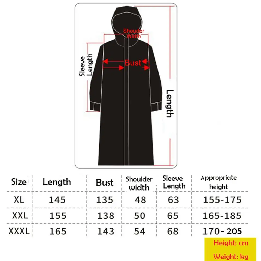 Motorcycle Raincoat Rain Poncho Bike Raincoat Motorcycle Raincoat Women/Men Zipper Hooded Poncho Long Style Hiking Environmental Rain Jacket XL/XXL/XXXL