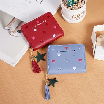 

2020 new women's wallet short section multi-function card package women's wallet zipper leather driving license leather case wom