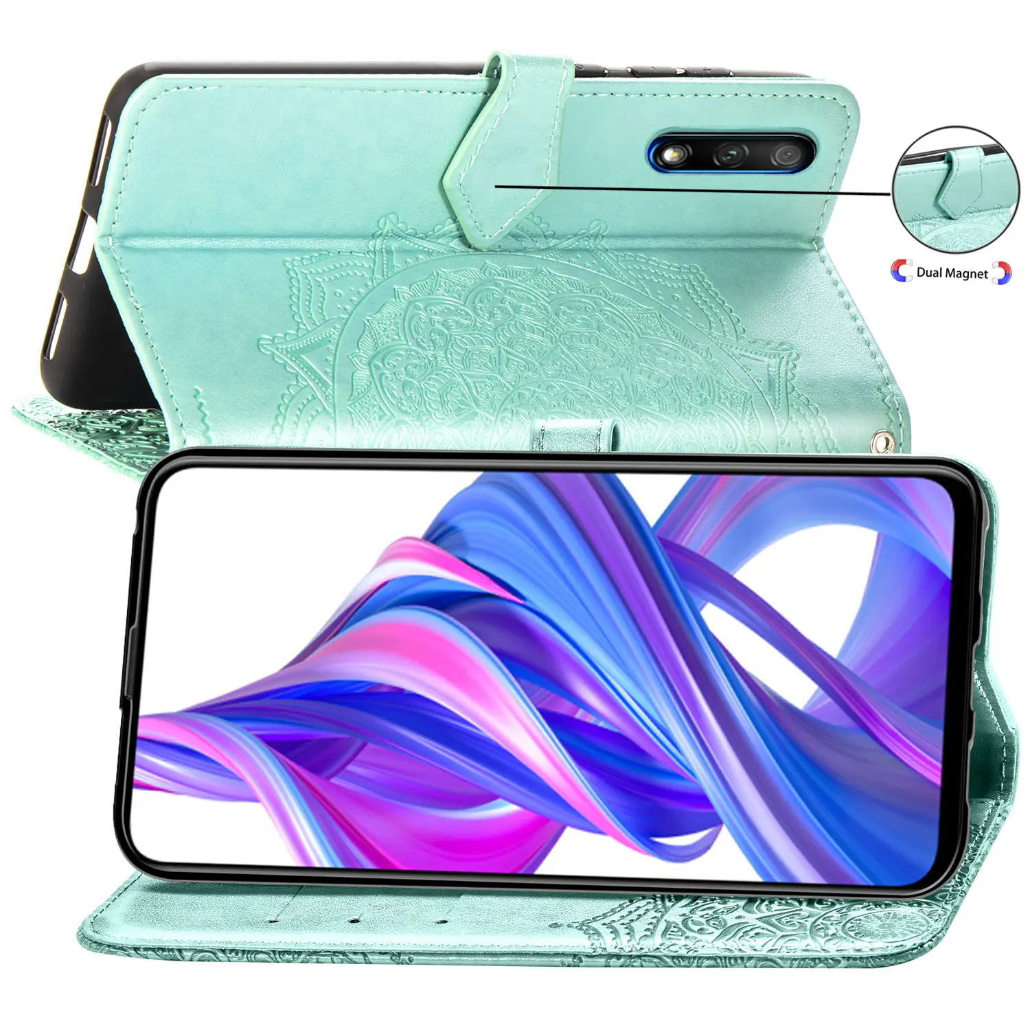 Кожаный чехол для huawei honor 9 X Pro Flower Flip Book, чехол для honor 9 X Funda, чехлы для honor 9 X PRO, Защитная пленка для экрана