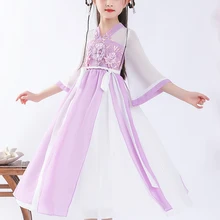 

Girls Dress Chinese Style Hanfu Party Frock Chinese New Year Embroidery Princess Summer Girls Children's Dress
