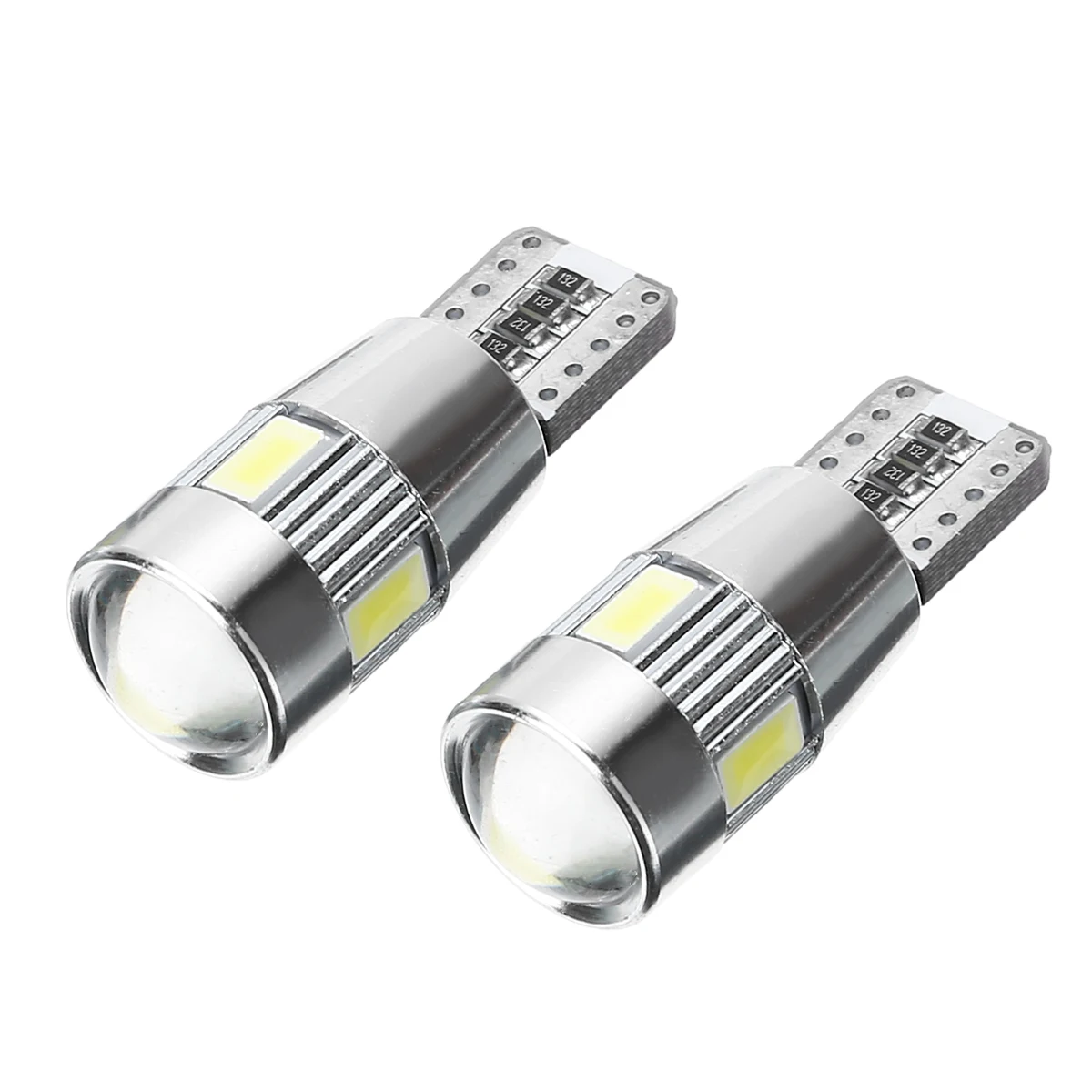 2pcs T10 Canbus Bulb 5630 6 SMD LED Error Free Car Side Wedge Light Bulb With Lens Auto Interior Dome Map Door Lamp