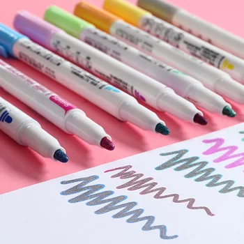 

8 Pcs Double Line Contour Pen Color Marker Pen Student Marker Stationery Set SUB Sale