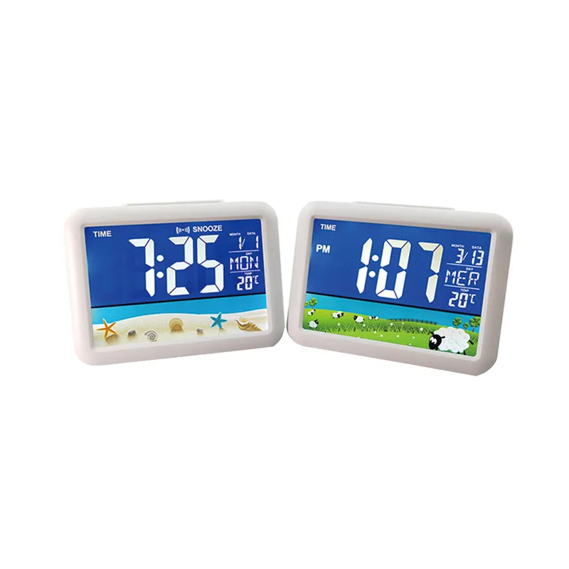 

New LCD Color Screen Clock Big Screen Bedside Alarm Clock For Children Students Home Decor Alarm Clocks