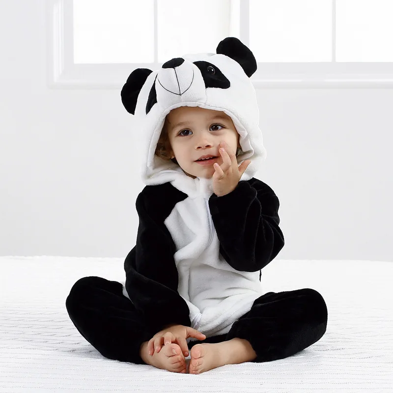 Детская одежда для мальчиков и девочек комбинезоны с животными Спортивный костюм для малышей с мультяшным рисунком для малышей Домашняя одежда, осенне-зимняя Пижама Хэллоуин костюм-комбинезон - Цвет: Panda