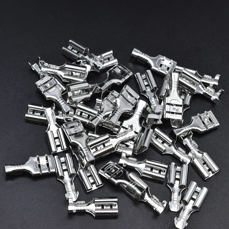 50pcsLot 2.8mm 4.8mm  6.3mm Tin Plated Brass Electric Female and Male Crimp Terminal  Car Speaker Wire Connectors Set (2)