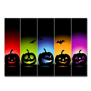 

Halloween Carpets for Living Room Area Rugs Parlor Party Decor Floor Mat Horrified Colour Pumpkin Lantern Bats Large Size Carpet
