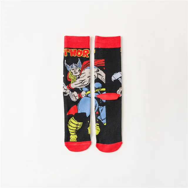 Disney anime socks Avengers Marvel cartoon figure Iron Man Captain America Hulk Thor casual high socks xxx boys and girls socks 5 Red Thunder Gods
