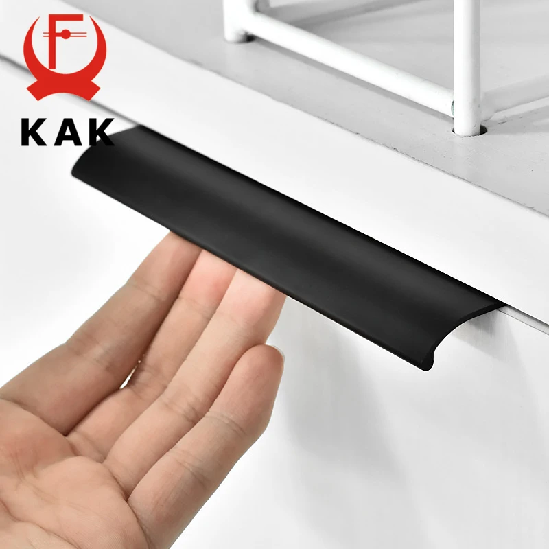 KAK-tiradores de armario ocultos negros y plateados, tiradores de armario de cocina de aleación de Zinc, pomos de cajones, Puerta del dormitorio, accesorios para muebles