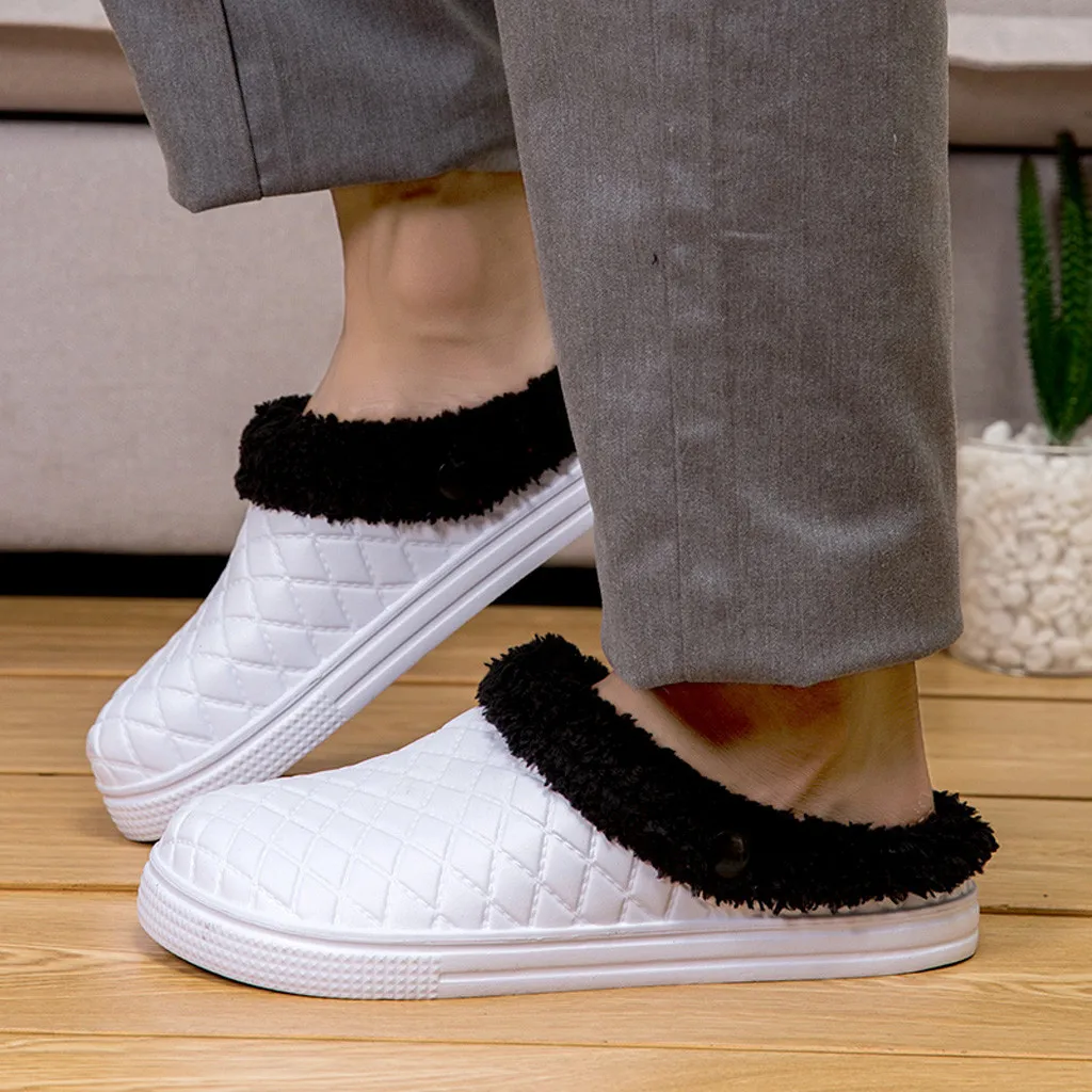 Home Shoes Men Slippers Home Slippers Couple Large Size Casual Home Plus Velvet Warm Shoes Comfortable Cotton Slippers Chinelo