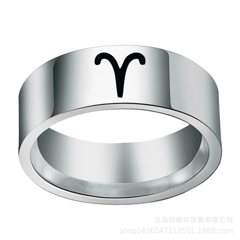 12 Zodiac Ring Aries Taurus Gemini Cancer Virgo Libra Scorpius Sagittarius Capricornus Wedding Stainless Steel Rings Jewelry wedding rings finger rings stainless steel rings