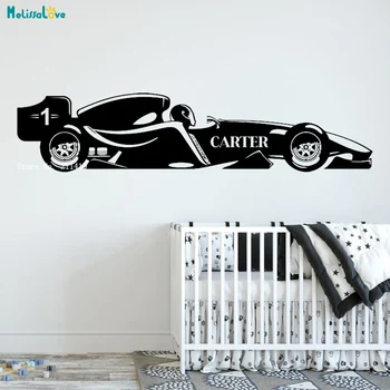

Racing Car Kids Custom Name And Number Wall Decals Home Decor Sports Decal Kids Teens Room Vinyl Art Décor YT3807