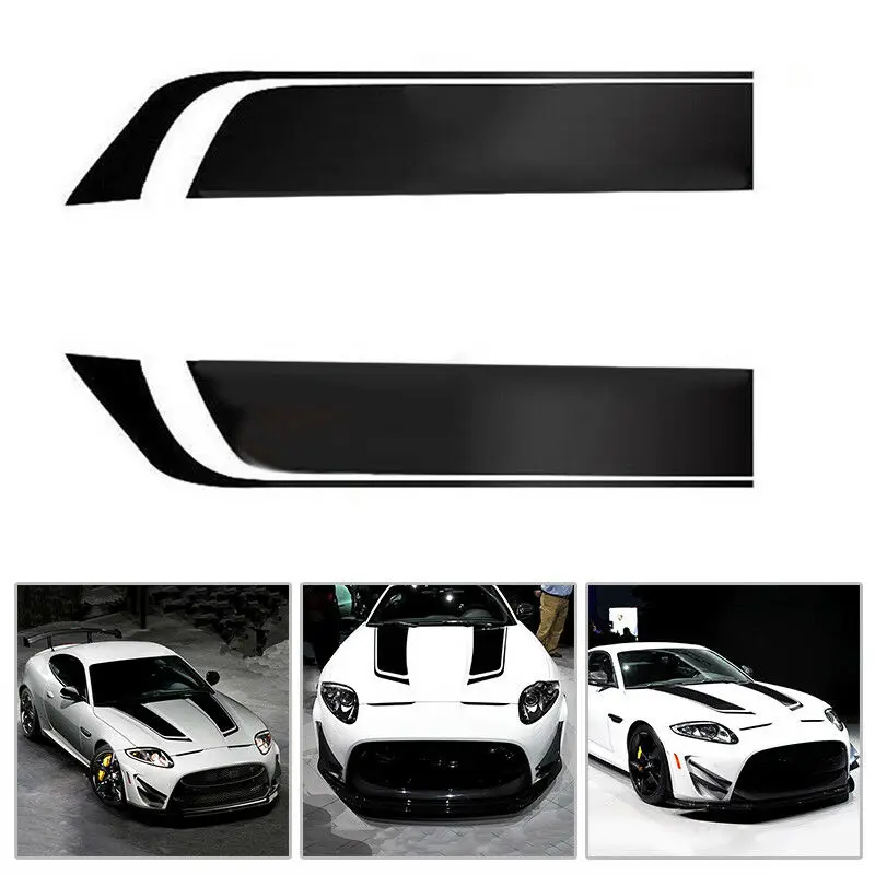 

2Pcs/Set Black Auto Racing Car Hood Stripe Decal Vinyl Bonnet Sticker Waterproof