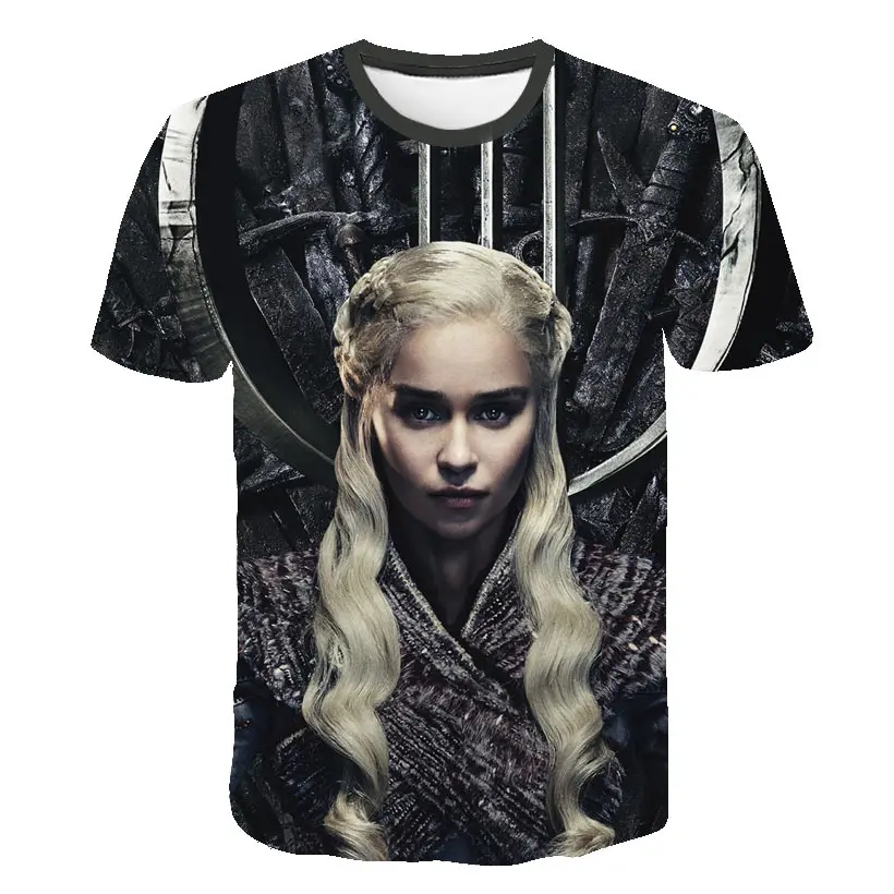 Мужская футболка с круглым вырезом daeneris Targaryen большого размера 3D принтом Игры