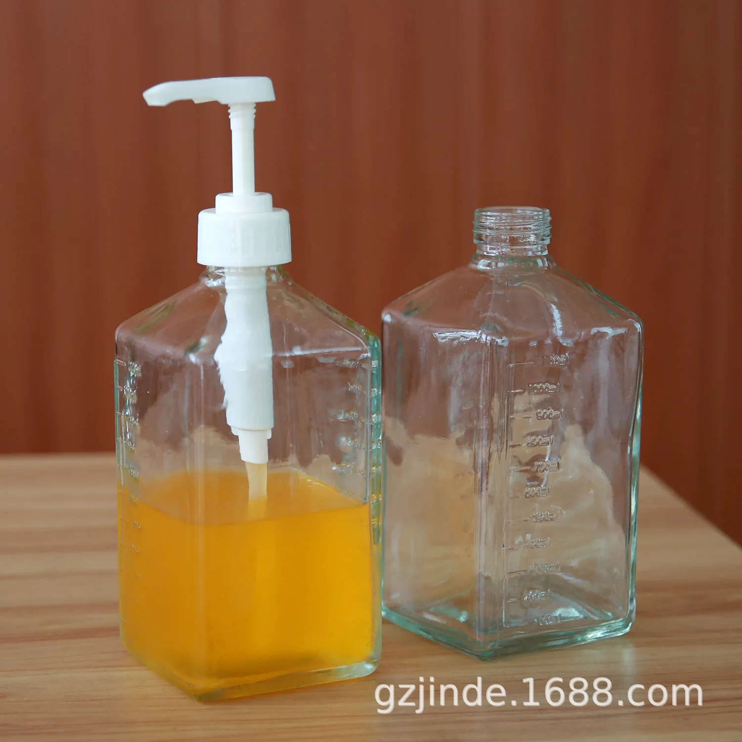 Tea Shop with Sugar Pump Bottle Juicer Pumping Sugar Maker Glass Hand Pressure Fructose Batchmetre 10cc Sugar Pump Bottle 1.1 L