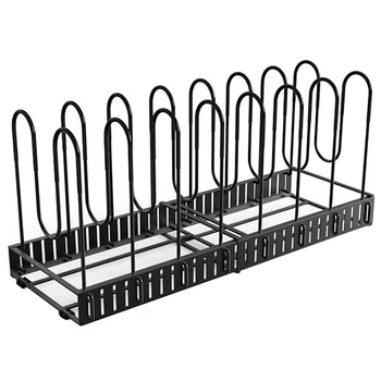 

Pot Organizer Rack for Cabinet, Adjustable Kitchen Cabinet Pantry Countertop Bakeware Organizer Rack Holder