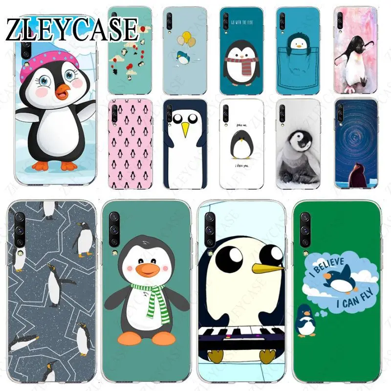 transparent soft tpu Phone Case For samsung Galaxy A50 A10 A30 A70 A7 A9 A10S J5 J6 J7 J8 2018 CASE Cover Baby Penguin | Мобильные