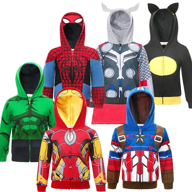 Disney Baby Boys Cool Superheroes Hoodie Cartoon Sweatshirt Kid Clothes Spring Autumn Thin Coat Children Hooded Jacket Role Play