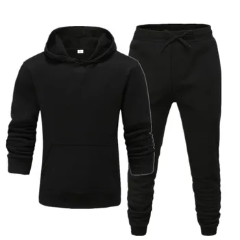 

2019 new fashion hoodie men's sportswear brand sweatshirt+sweatpants two-piece casual long-sleeved solid hooded pullover hoodie