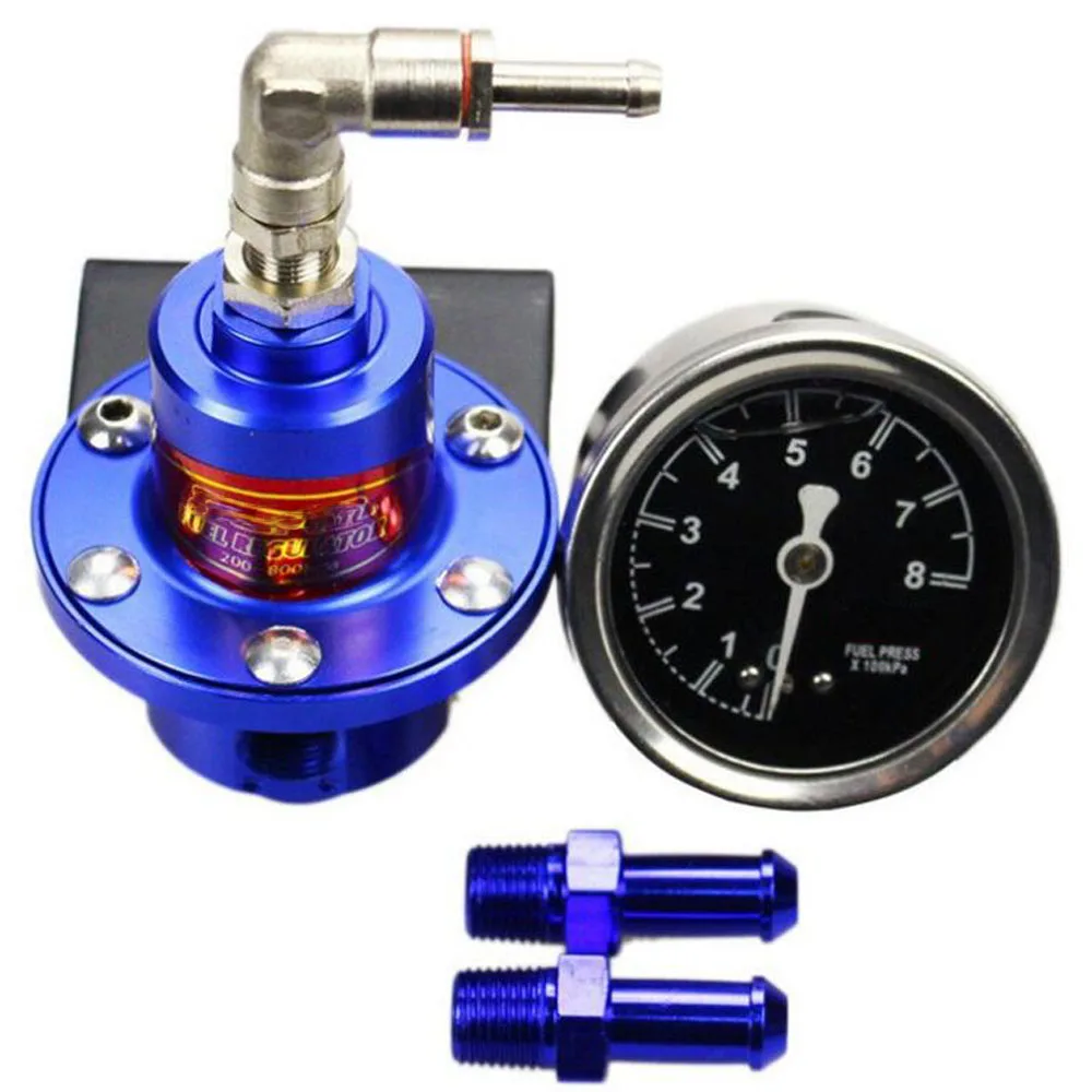 Car Refit Universal Adjustable Fuel Pressure Regulator Fuel Booster Pressure Regulator with Meter