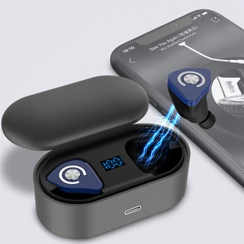

TWS Wireless Bluetooth 5.0 Earphone Waterproof Sports Running Earpiece Stereo With Mic LED digital display charging box Earphone
