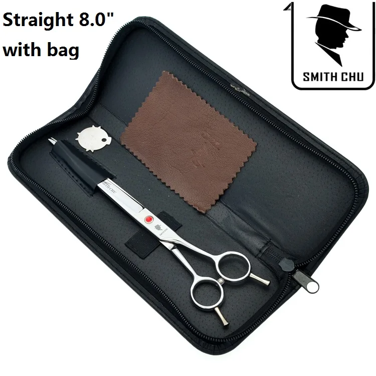 LZS0039 with bag 8,0 дюймов ножницы для стрижки больших собак Smith Chu Япония 440c прямые изогнутые ножницы для ухода за животными LZS0037 - Цвет: LZS0039 with bag