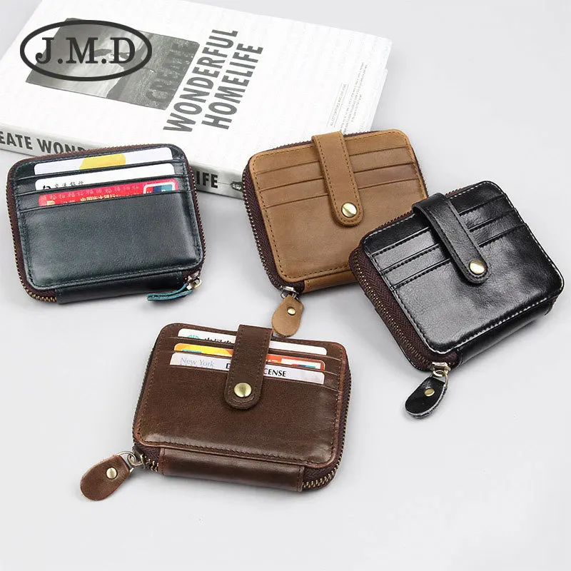 

J.M.D New Genuine Leather Retro Card Bag Multi Card RFID Coin Purse Wallet