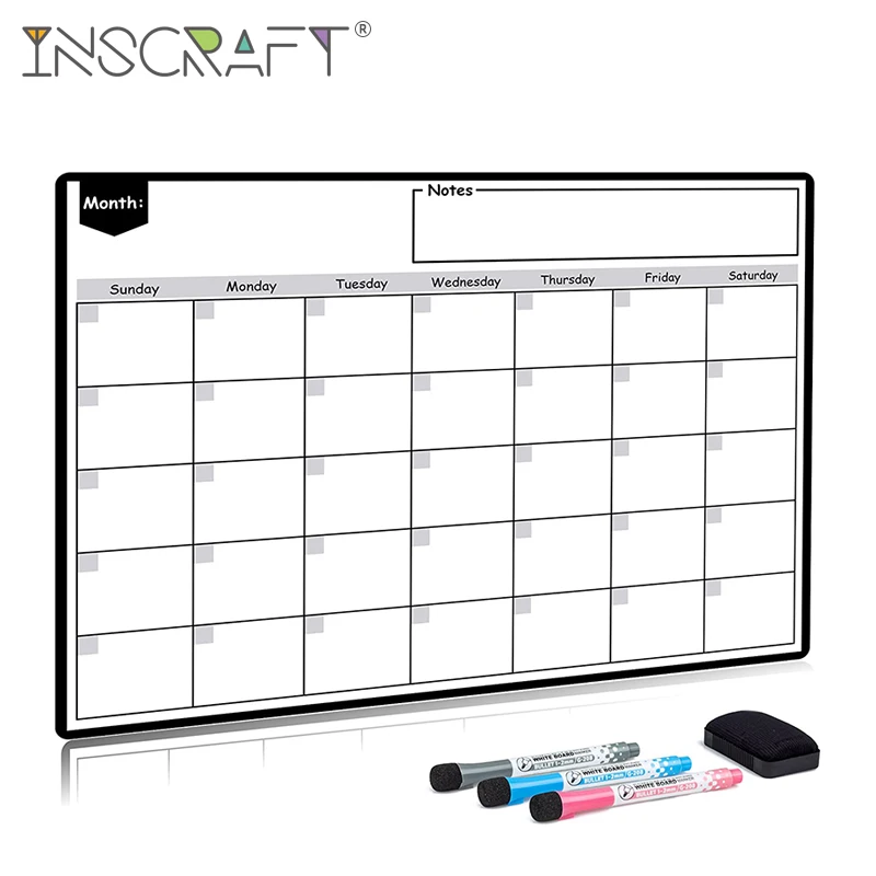 Fridge Calendar Whiteboard Monthly-Planner-Board Refrigerator Dry-Erased Magnetic Kitchen