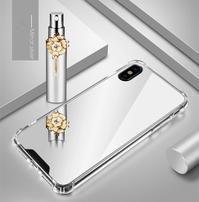 Iphone11 x Чехол для мобильного телефона Apple 7 8 XS MAX защитный чехол анти-капля Акриловый Два в одном макияж зеркальный чехол - Цвет: Mirror silver