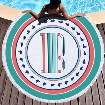 

Printed letters Blanket Women Bath Towel for Beach Thick Round 3d print Fabric Quick Compressed Towel new style-9