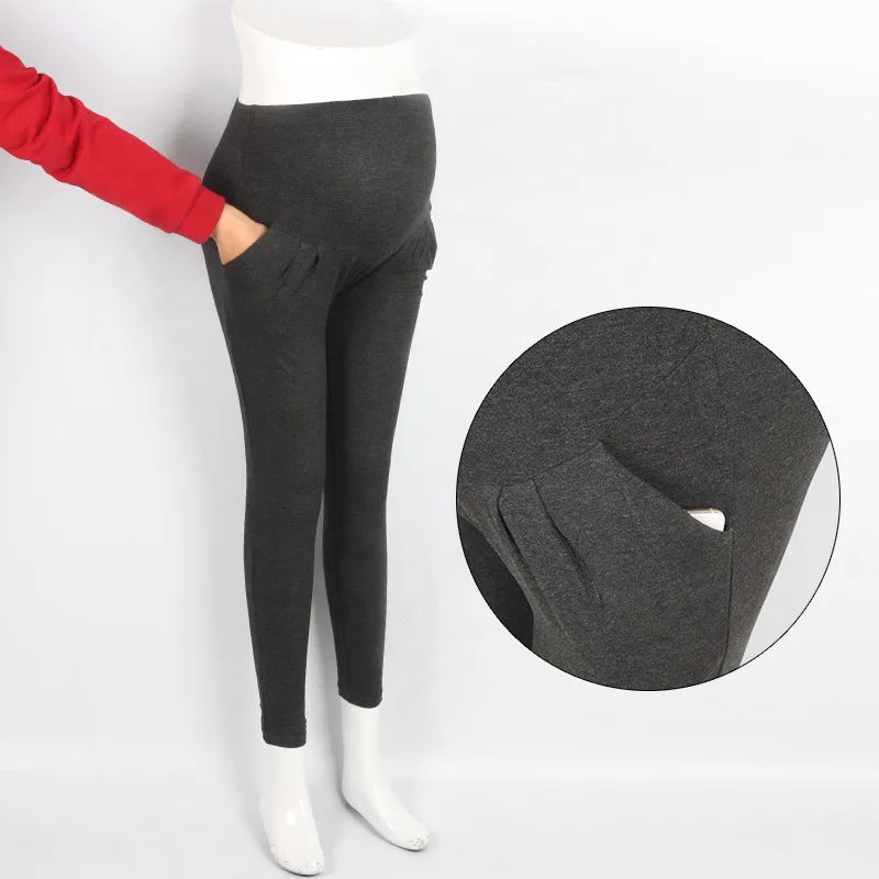 

New Style Listed Thin Spring And Summer Breathable Soft Bamboo Fabric Pocket Harem Abdominal Support Capri Leggings for Pregnant