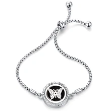 Браслет-бабочка из нержавеющей стали, медальон с ароматом, модный хрустальный ароматерапия, эфирное масло, диффузор, очаровательные женские браслеты 316L