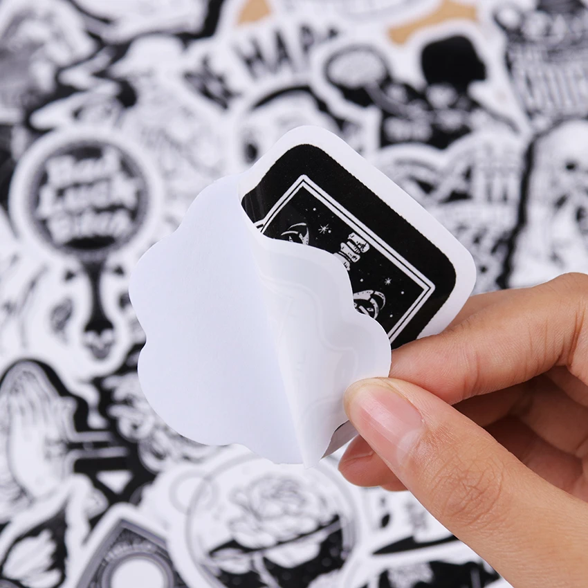 50PCS Black White Gothic Style Horror Skeleton Graffiti Stickers DIY Laptop Luggage Guitar Skateboard Car Decal Kids Toy