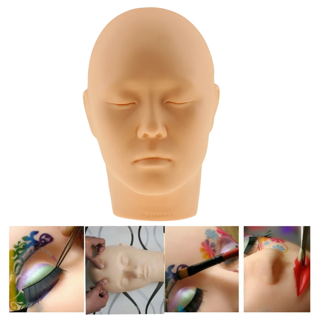 Soft Silicone Cosmetology Massage Eyelash Extension Face Lip Makeup Practice Training Mannequin Head