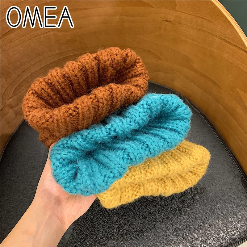 Однотонная женская зимняя шапка OMEA Мужская модная вязаная с изгибом края Женская