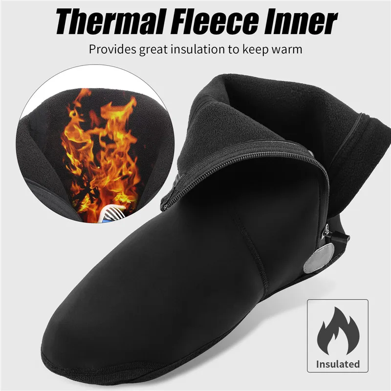 Winter Warm Cycling Shoe Covers MTB Road Bike Boot Covers Reflective Windproof Overshoes Toe Warmer Protector Men Neoprene Black