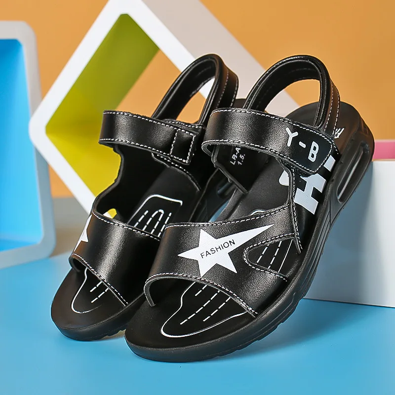 

2019 Summer New Style CHILDREN'S Shoes Genuine Leather CHILDREN'S Sandals Anti-slip Wearable Fashion BOY'S Velcro Sandals