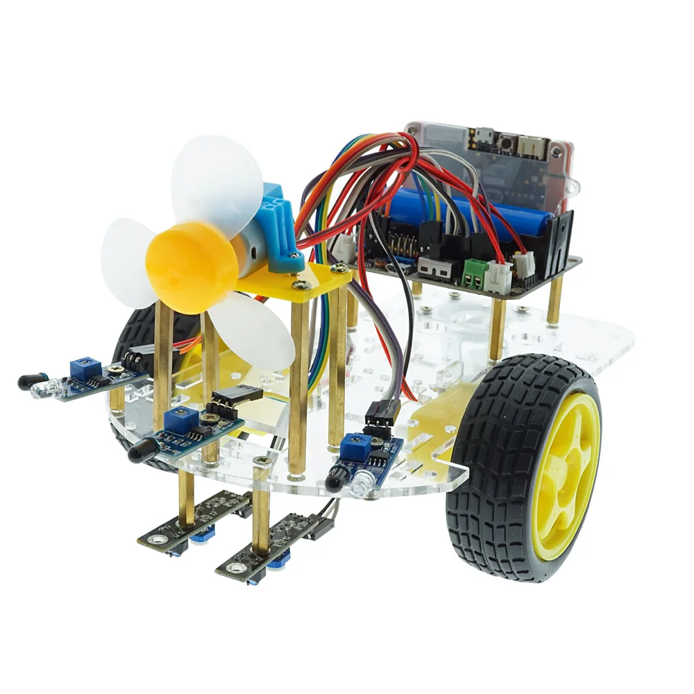  IR Remote Control Fire Fighting Obstacle Avoidance Smart Robot Car Kit For Micro:bit - 4000127644759