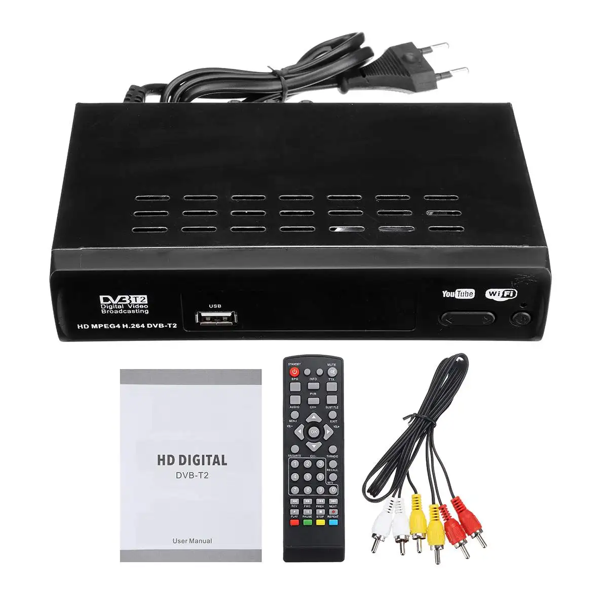DVB-T2 приемник USB2.0 DVB T2 ТВ-тюнер Full-HD 1080P цифровой смарт-поддержка ТВ-коробок MPEG H.264 I P tv Встроенная русская инструкция