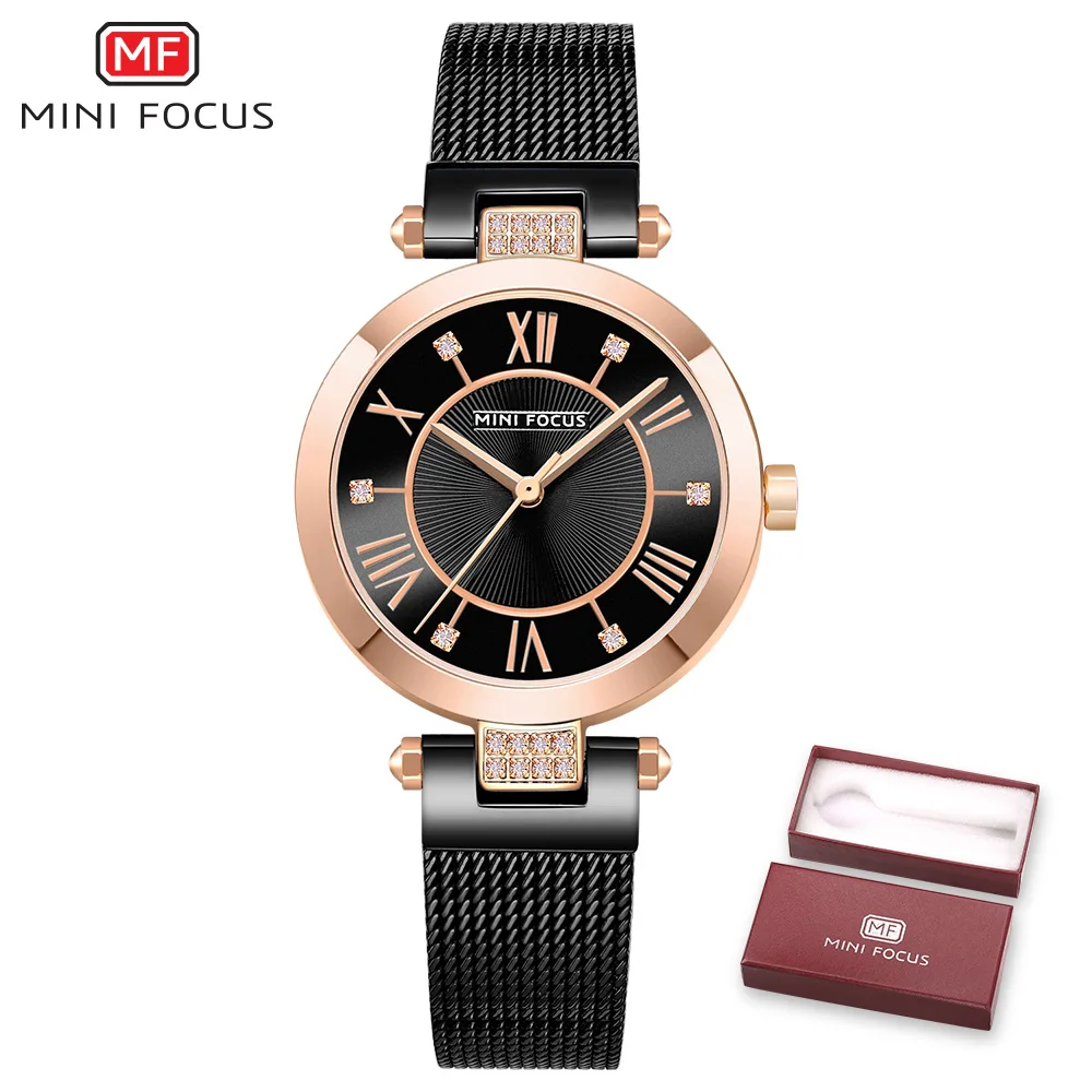 rose black Мини фокус брендовые модные женские часы женские водонепроницаемые часы из нержавеющей стали Роскошные брендовые кварцевые часы - Цвет: rose black